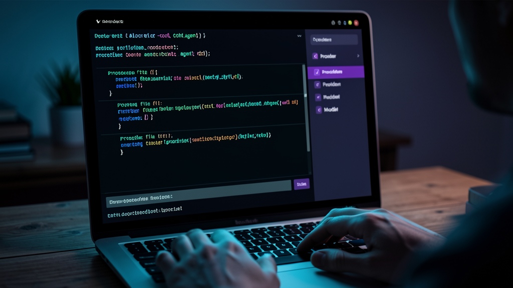 A dark editorial photo of an AI coding agent running inside a Linux terminal, with proposed diffs visible mid-flight.
